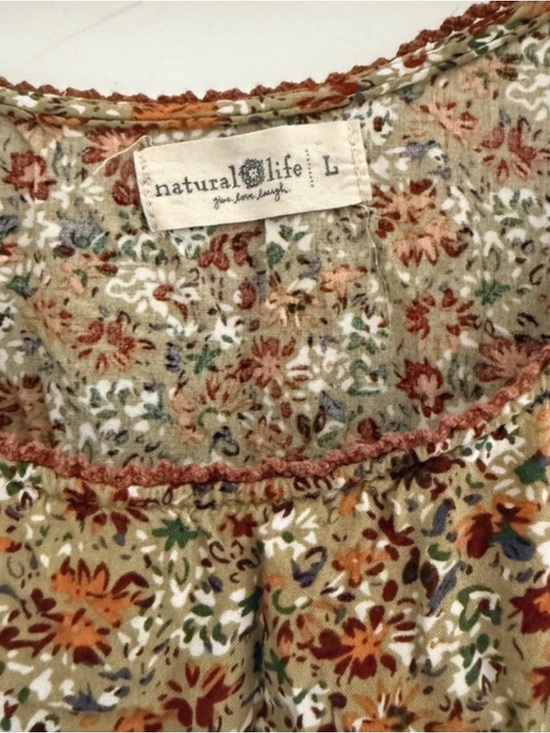 NATURAL LIFE Dresses & Skirts - NATURAL LIFE Floral Boho Dress in Olive, Rust and Cream
